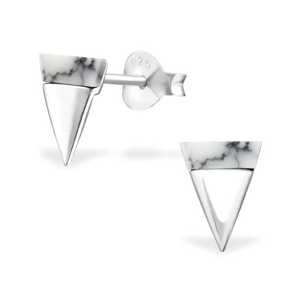 Hopeiset korvanapit, Simple Triangle with Imitation Howlite