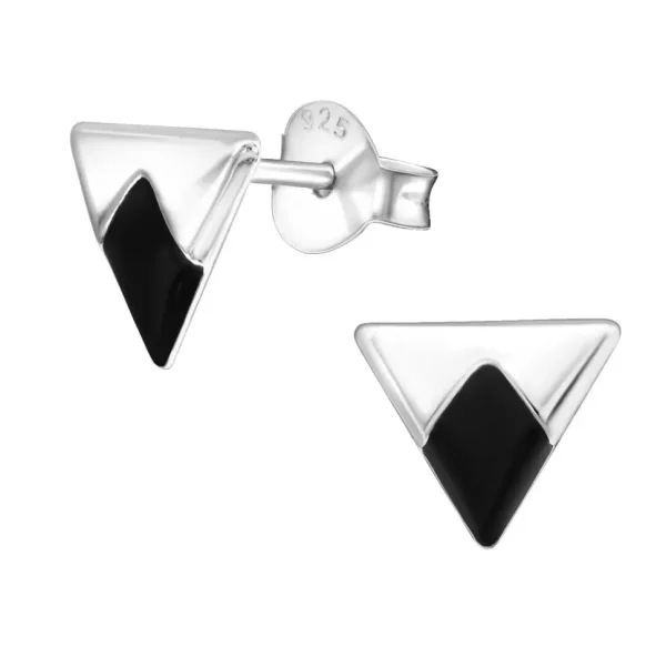 Hopeiset korvanapit, Small Triangle with Black Diamond