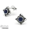 Hopeiset korvanapit, Square Antique Silver with Sodalite (sodaliitti luonnonkivi)