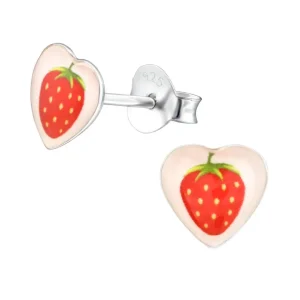 Hopeiset korvanapit, Strawberry Heart -mansikkakorvakorut