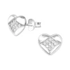 Hopeiset korvanapit, Sydän (Cubic Zirconia)