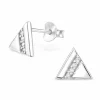 Hopeiset korvanapit, Triangle Ear Studs with Cubic Zirconia
