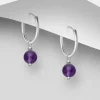 Hopeiset korvarenkaat, Amethyst Huggie Hoops