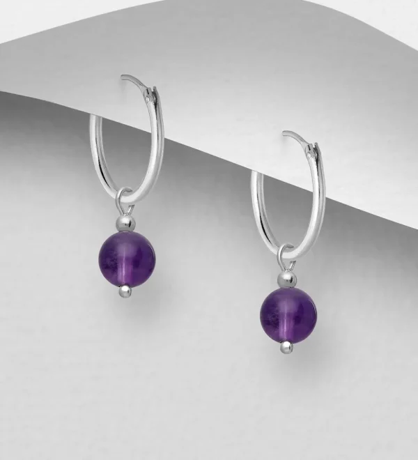 Hopeiset korvarenkaat, Amethyst Huggie Hoops