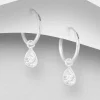 Hopeiset korvarenkaat, Clear Teardrop CZ Huggie Hoops
