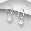 Hopeiset korvarenkaat, CZ Huggie Hoops with Clear Heart