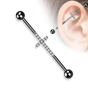 Industrial, Cross Titanium CZ in Black -titaaninen risti-industrial
