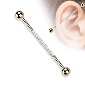 Industrial, Internally Threaded Opal & Rosegold Titanium
