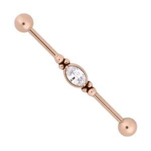 Industrial, Steel Roseline® Jewelled Barbell with Cubic Zirconia