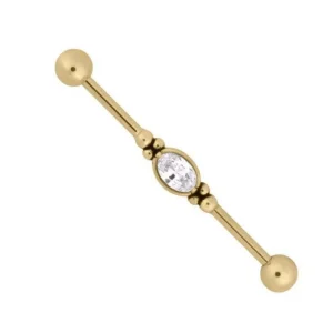 Industrial, Steel Zirconline® Jewelled Barbell with Cubic Zirconia
