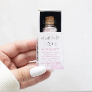 Jar of Love, Rose Quartz -ruusukvartsi onnenkivipullo "rakkaus"