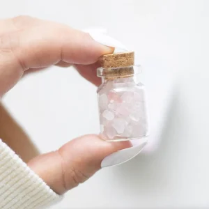 Jar of Love, Rose Quartz -ruusukvartsi onnenkivipullo "rakkaus"