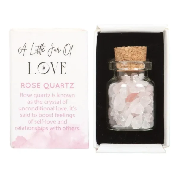 Jar of Love, Rose Quartz -ruusukvartsi onnenkivipullo "rakkaus"