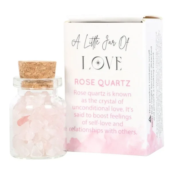 Jar of Love, Rose Quartz -ruusukvartsi onnenkivipullo "rakkaus"