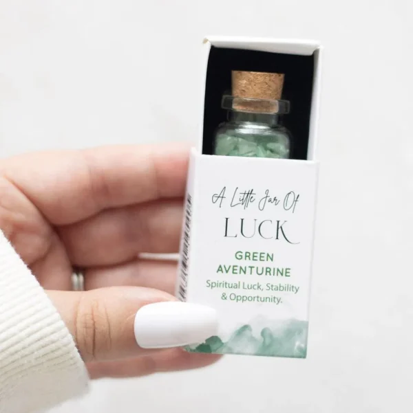 Jar of Luck, Green Aventurine -aventuriini onnenkivipullo "onni"