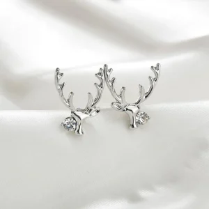 Joulukorvakorut, Stylish Reindeer Earrings in Silver