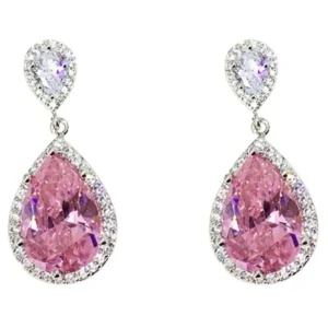 Juhlakorvakorut, ROMANCE | Classic Teardrop Earrings with Pink CZ
