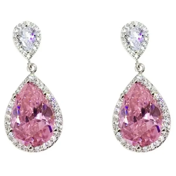 Juhlakorvakorut, ROMANCE | Classic Teardrop Earrings with Pink CZ