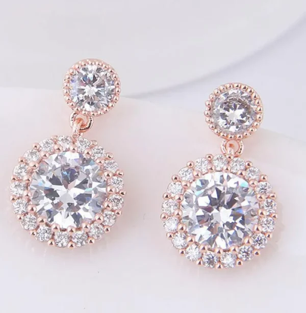 Juhlakorvakorut, ROMANCE/Classic CZ Earrings in Rosegold