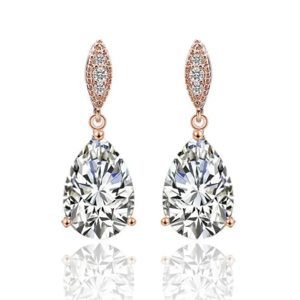 Juhlakorvakorut, ROMANCE/Graceful Teardrop Earrings with CZ (RG)