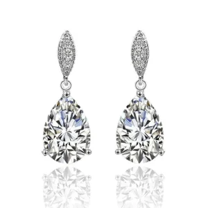 Juhlakorvakorut, ROMANCE/Graceful Teardrop Earrings with CZ