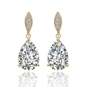 Juhlakorvakorut, ROMANCE/Graceful Teardrop Earrings with CZ (G)