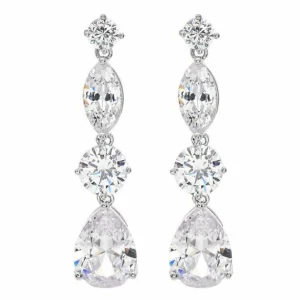 Juhlakorvakorut, ROMANCE/Luxurious Teardrop Earrings in Silver