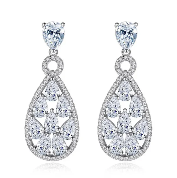 Juhlakorvakorut, ROMANCE/Luxurious Teardrop Earrings with CZ