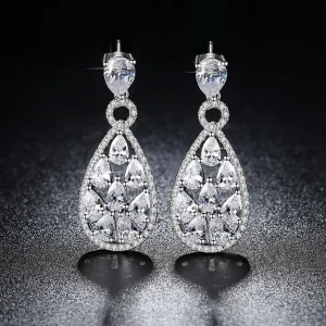 Juhlakorvakorut, ROMANCE/Luxurious Teardrop Earrings with CZ