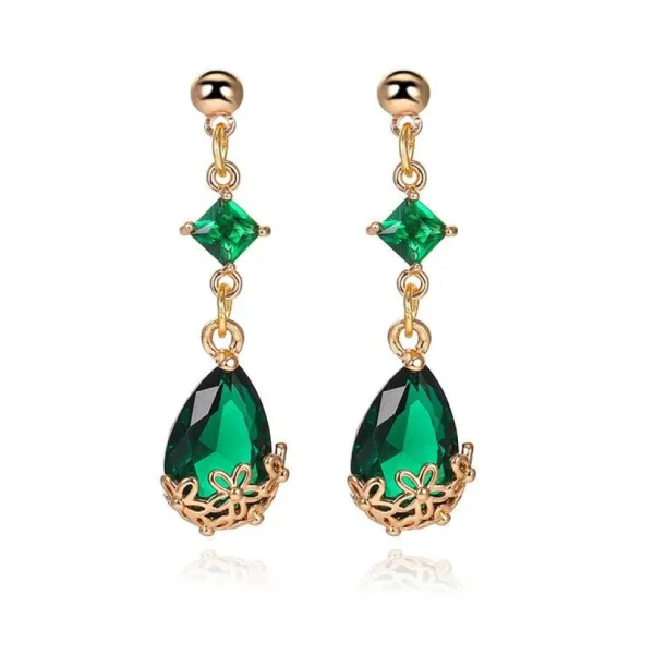Juhlakorvakorut, ROMANCE | Romantic Teardrop Earrings in Emerald