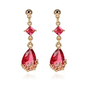 Juhlakorvakorut, ROMANCE | Romantic Teardrop Earrings in Ruby