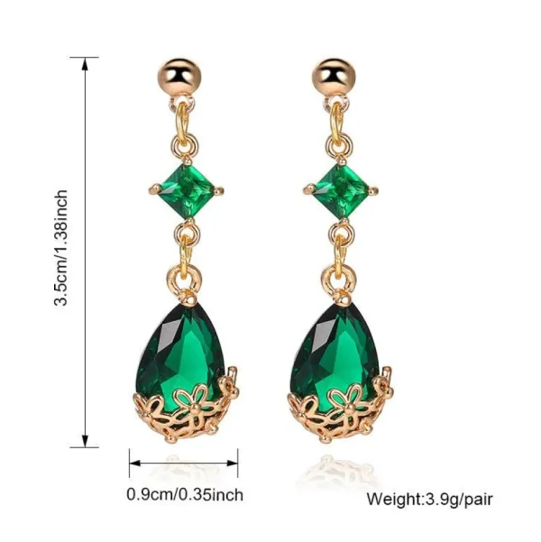 Juhlakorvakorut, ROMANCE | Romantic Teardrop Earrings in Emerald