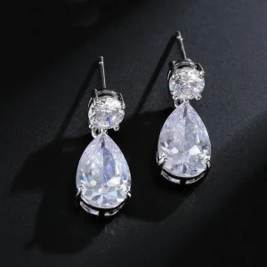 Juhlakorvakorut, ROMANCE/Simple Teardrop Earrings with CZ