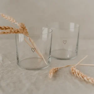 Kahden lasin setti, Hearts -minimalistiset juomalasit