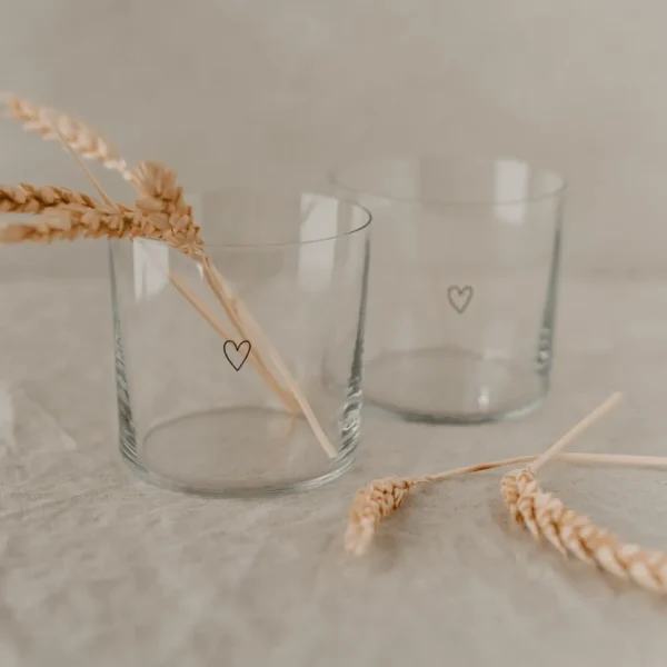 Kahden lasin setti, Hearts -minimalistiset juomalasit