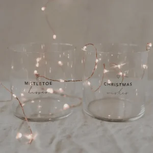 Kahden lasin setti, Mistletoe Kisses / Christmas Wishes -juomalasit