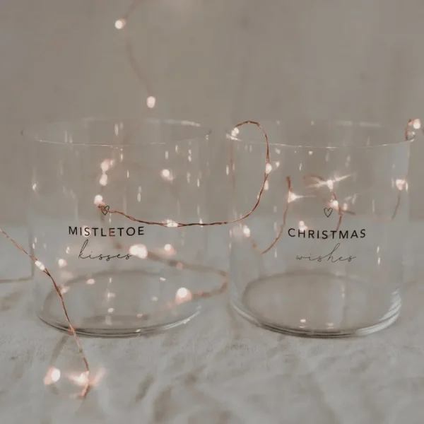 Kahden lasin setti, Mistletoe Kisses / Christmas Wishes -juomalasit