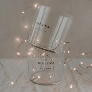Kahden lasin setti, Mistletoe Kisses / Christmas Wishes -juomalasit