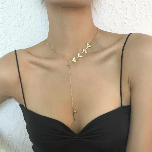 Kaulakoru, FRENCH RIVIERA | Long Whale Tail Necklace in Gold