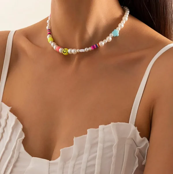 Kaulakoru, FRENCH RIVIERA | Smiley Necklace with Pearls