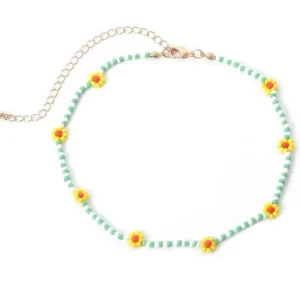 Kaulakoru, FRENCH RIVIERA | Trendy Green & Yellow Flower Necklace