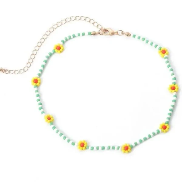 Kaulakoru, FRENCH RIVIERA | Trendy Green & Yellow Flower Necklace