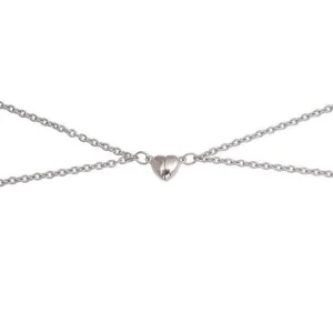 Kaulakoru, Silver Couple Necklace with Heart -rakkauskoru