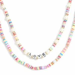 Kaulakorusetti, PAPARAZZI | Colourful Surf Necklace with Love Text