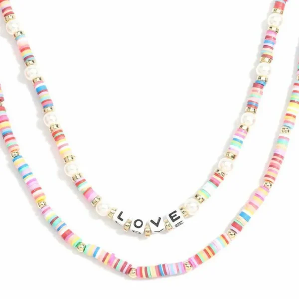 Kaulakorusetti, PAPARAZZI | Colourful Surf Necklace with Love Text