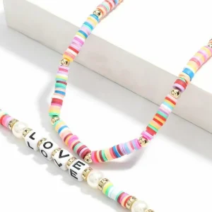 Kaulakorusetti, PAPARAZZI | Colourful Surf Necklace with Love Text