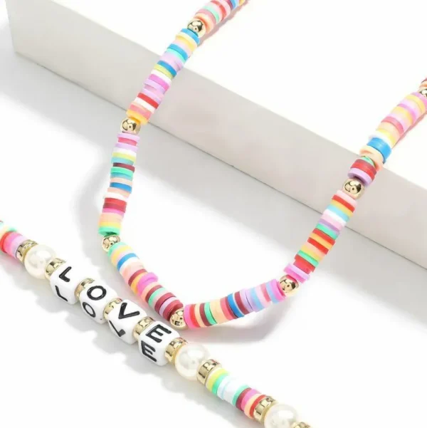 Kaulakorusetti, PAPARAZZI | Colourful Surf Necklace with Love Text
