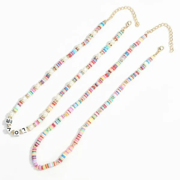 Kaulakorusetti, PAPARAZZI | Colourful Surf Necklace with Love Text