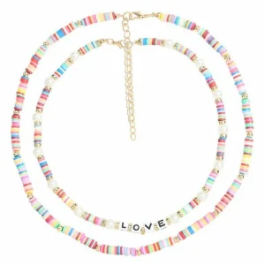 Kaulakorusetti, PAPARAZZI | Colourful Surf Necklace with Love Text