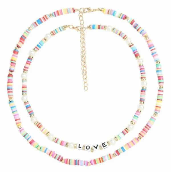 Kaulakorusetti, PAPARAZZI | Colourful Surf Necklace with Love Text